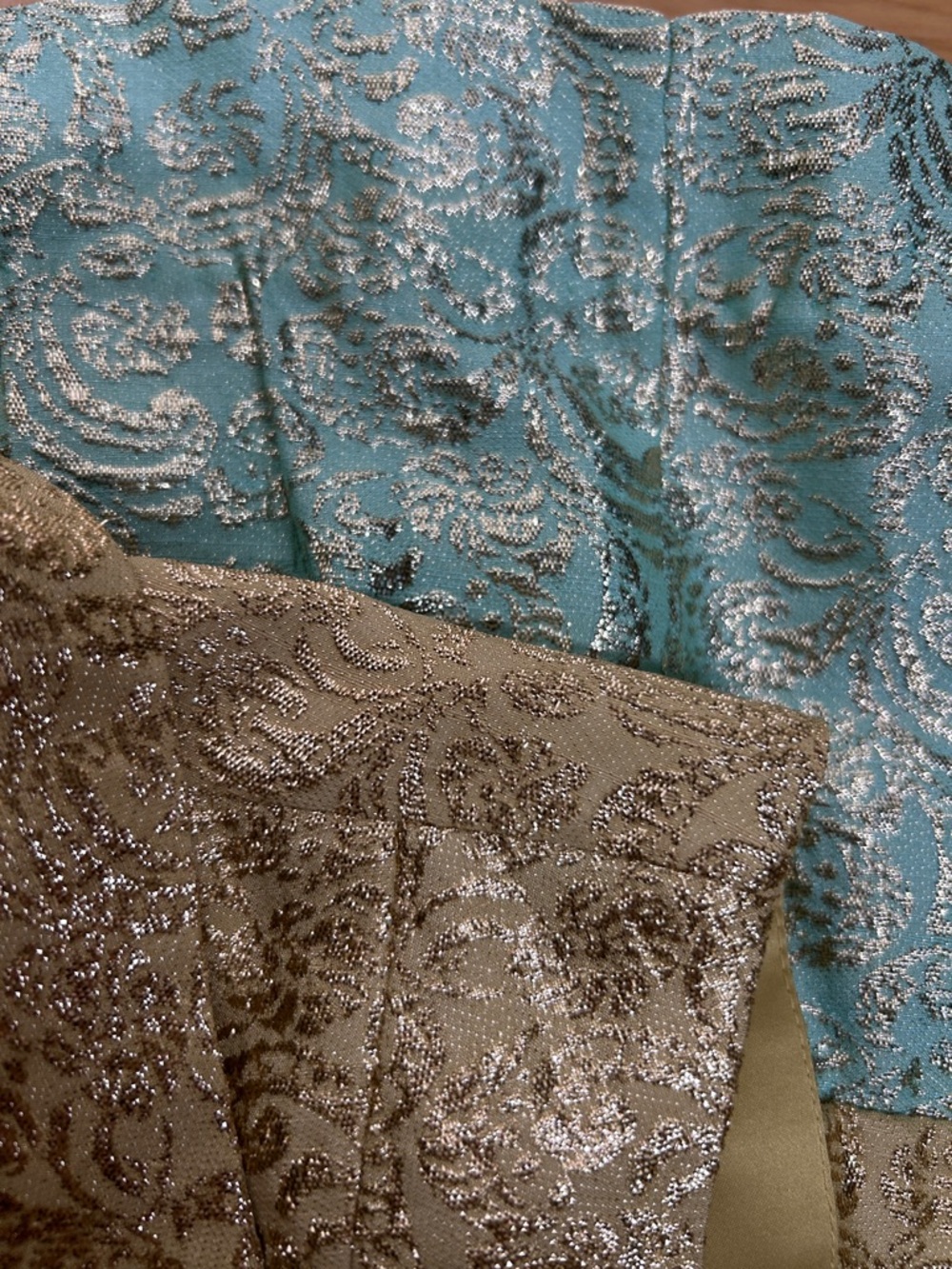 Duro Olowu Gold and Mint Green Metallic Fit-and-Flare Dress | Size 6 - Picture 11 of 11